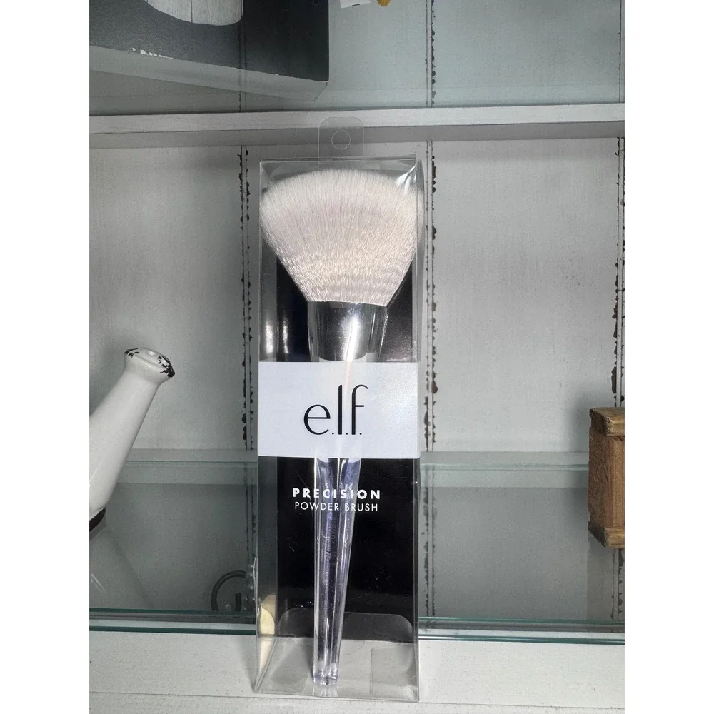 e.l.f. Precision Powder Brush White Synthetic Bristles Triangular Handle NEW